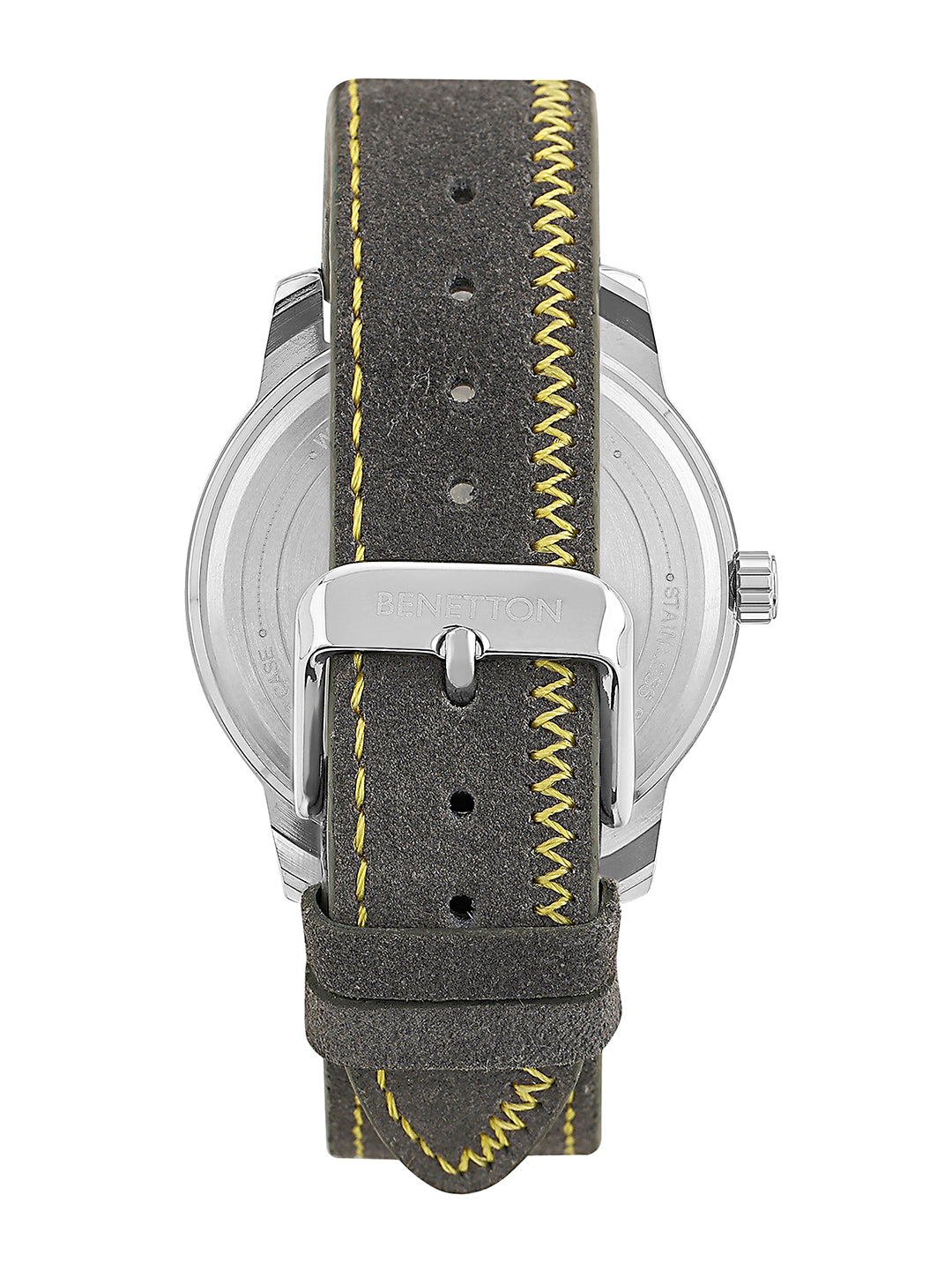 United Colors Of Benetton Leather Silver Round Dial Quartz Analog Men Watch
