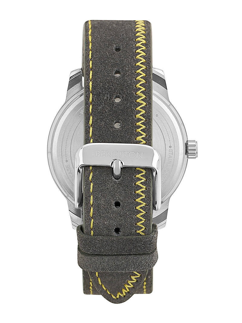 United Colors Of Benetton Leather Silver Round Dial Quartz Analog Men Watch Watch United Colors Of Benetton
