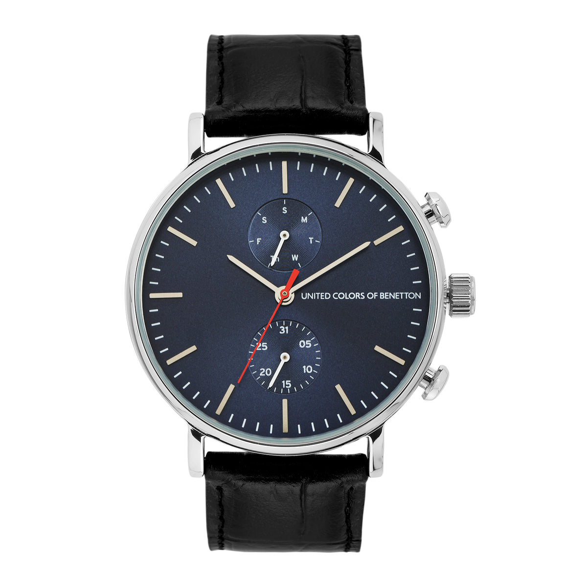 United Colors Of Benetton Leather Blue Round Dial Quartz Analog Men Watch