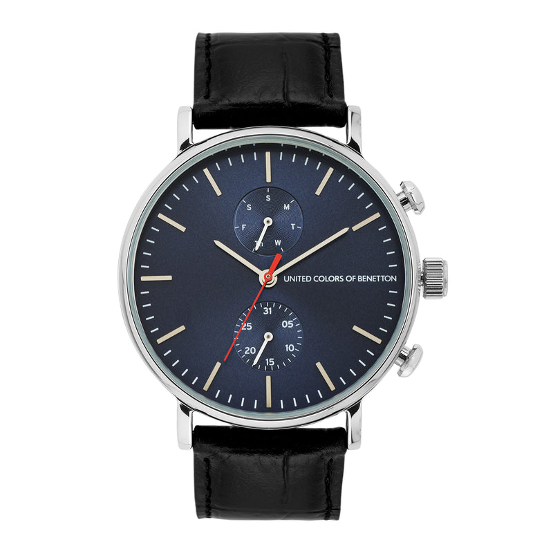 United Colors Of Benetton Leather Blue Round Dial Quartz Analog Men Watch Watch United Colors Of Benetton