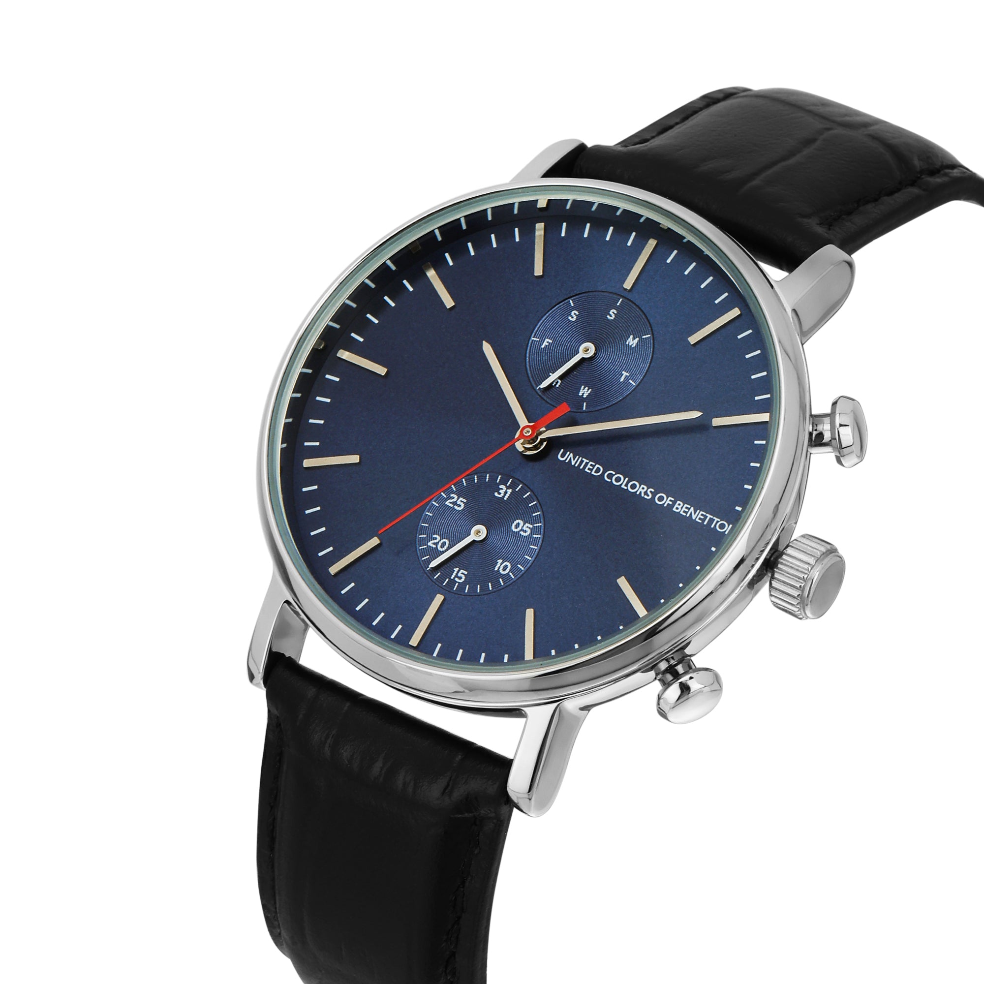 United Colors Of Benetton Leather Blue Round Dial Quartz Analog Men Watch