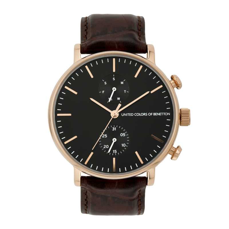 United Colors Of Benetton Leather Black Round Dial Quartz Analog Men Watch Watch United Colors Of Benetton