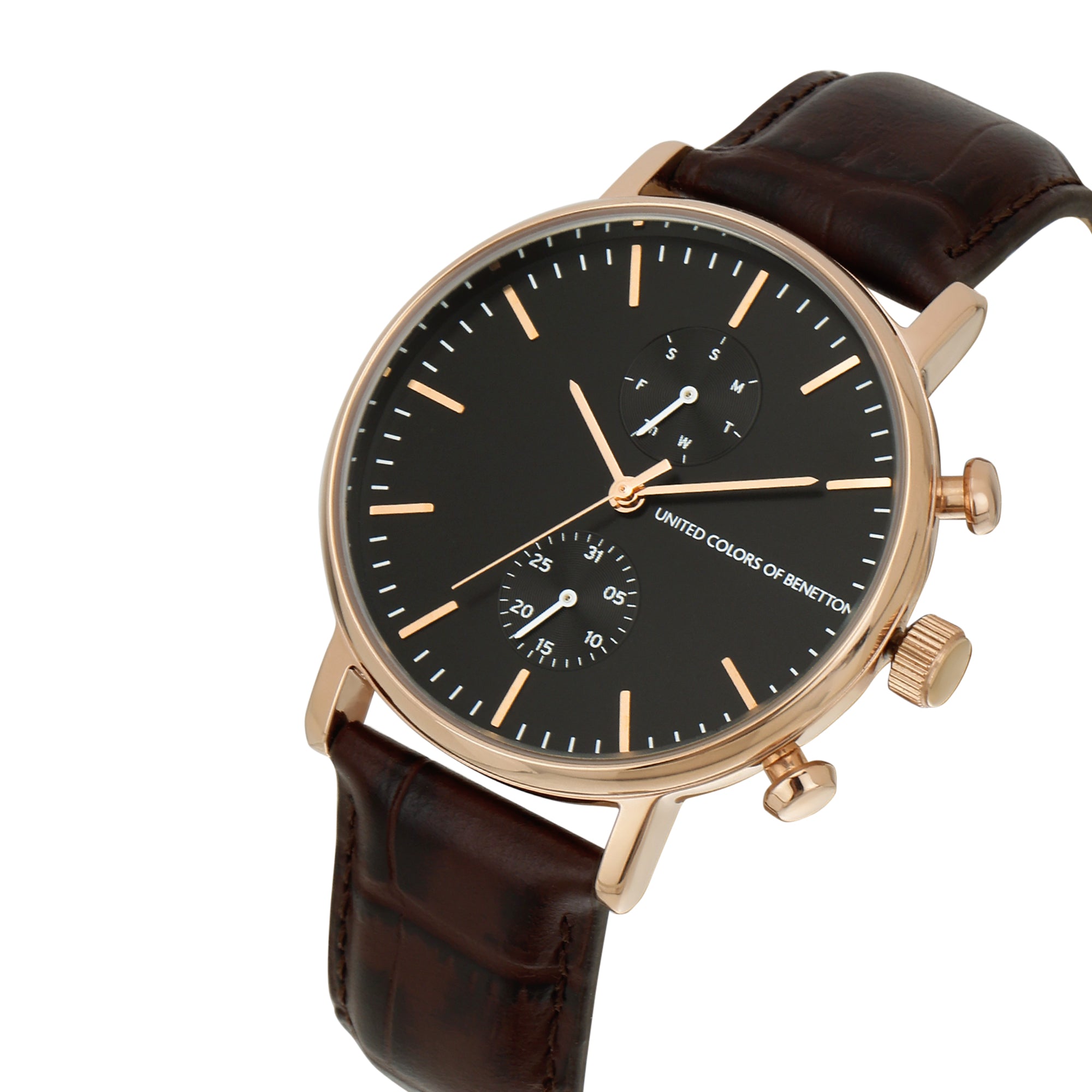 United Colors Of Benetton Leather Black Round Dial Quartz Analog Men Watch