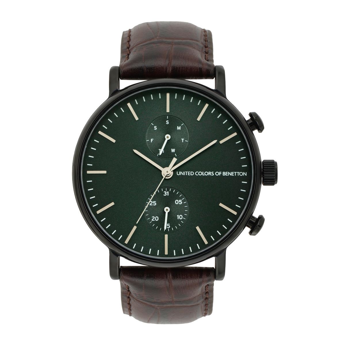 United Colors Of Benetton Leather Green Round Dial Quartz Analog Men Watch