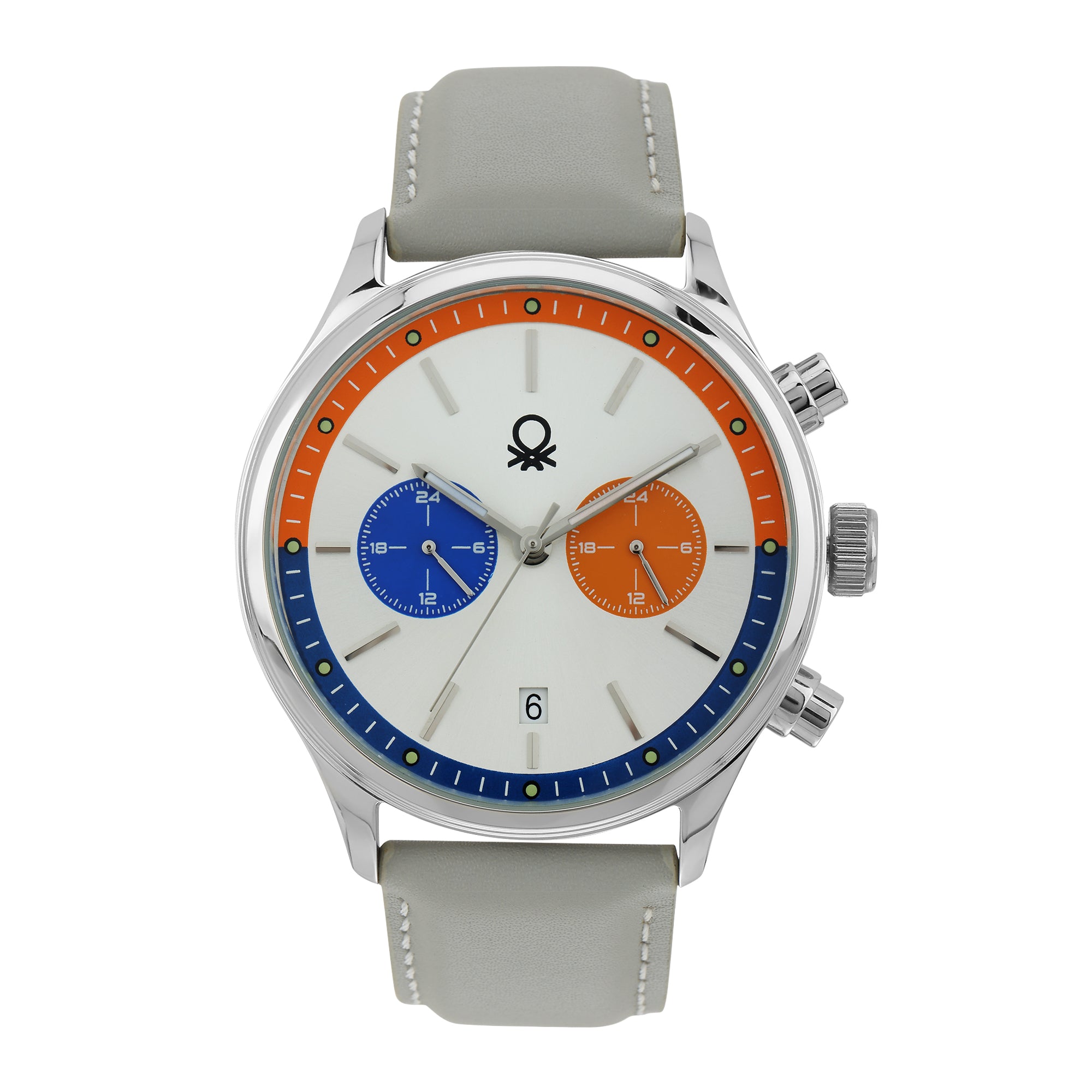 United Colors Of Benetton Leather Silver Round Dial Quartz Analog Men Watch