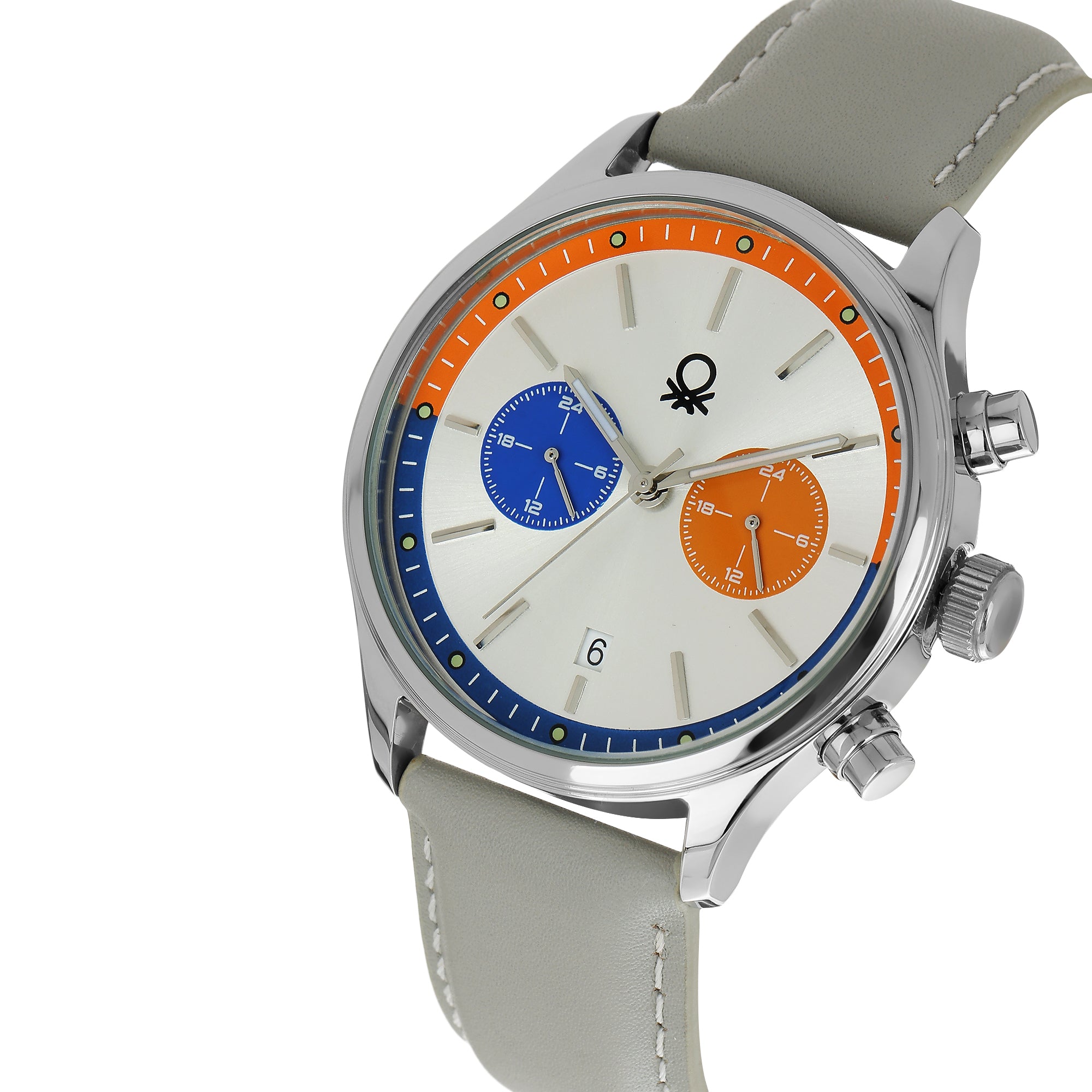 United Colors Of Benetton Leather Silver Round Dial Quartz Analog Men Watch