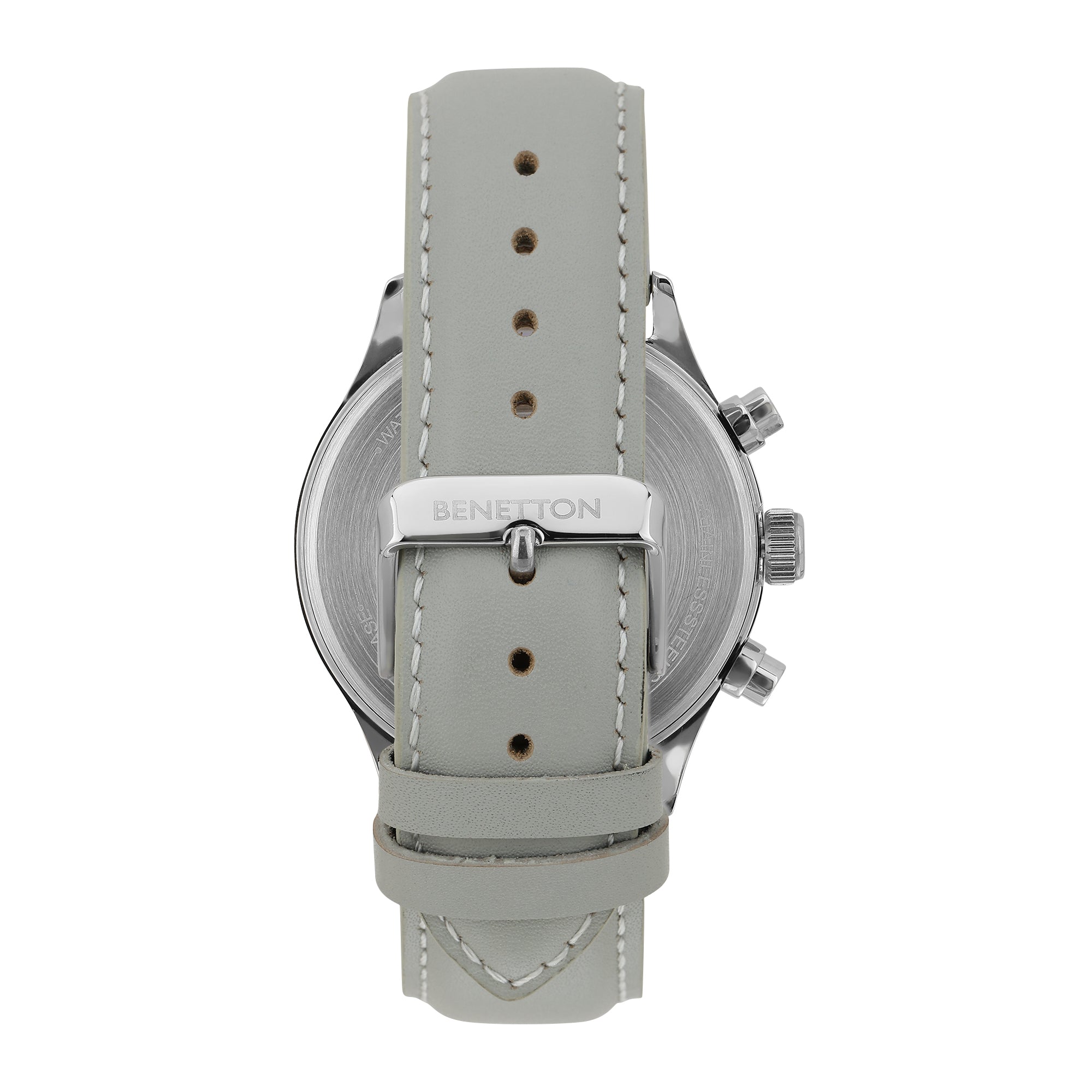 United Colors Of Benetton Leather Silver Round Dial Quartz Analog Men Watch