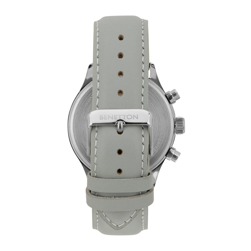 United Colors Of Benetton Leather Silver Round Dial Quartz Analog Men Watch Watch United Colors Of Benetton