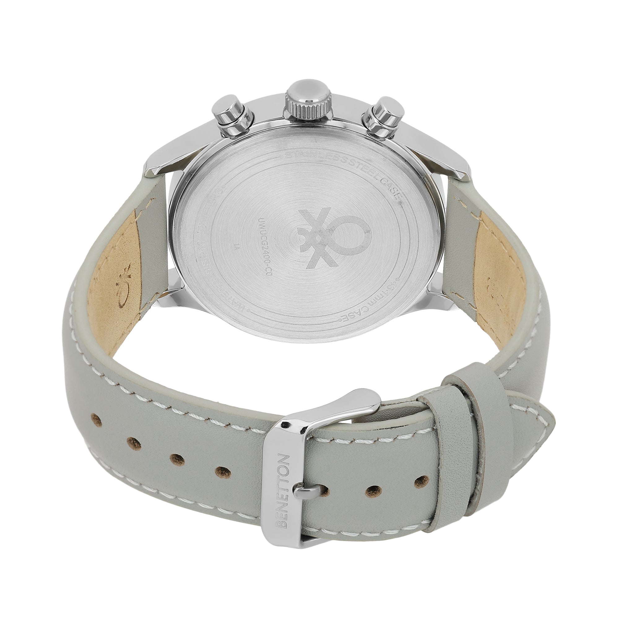 United Colors Of Benetton Leather Silver Round Dial Quartz Analog Men Watch Watch United Colors Of Benetton