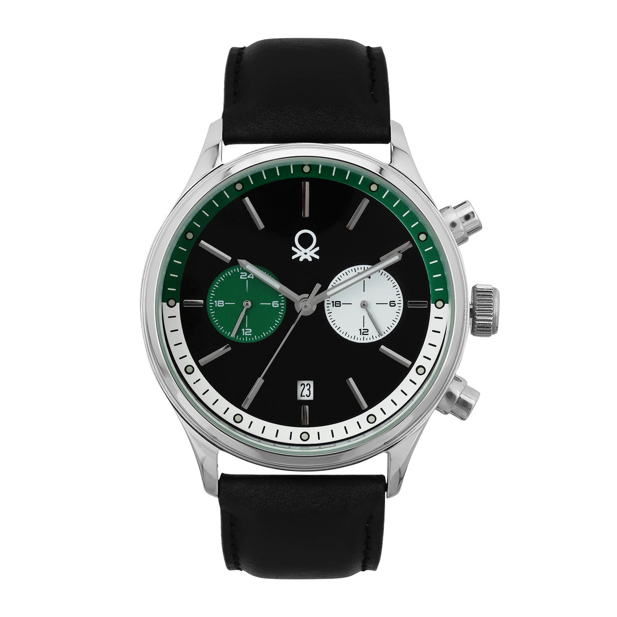 United Colors Of Benetton Leather Black Round Dial Quartz Analog Men Watch