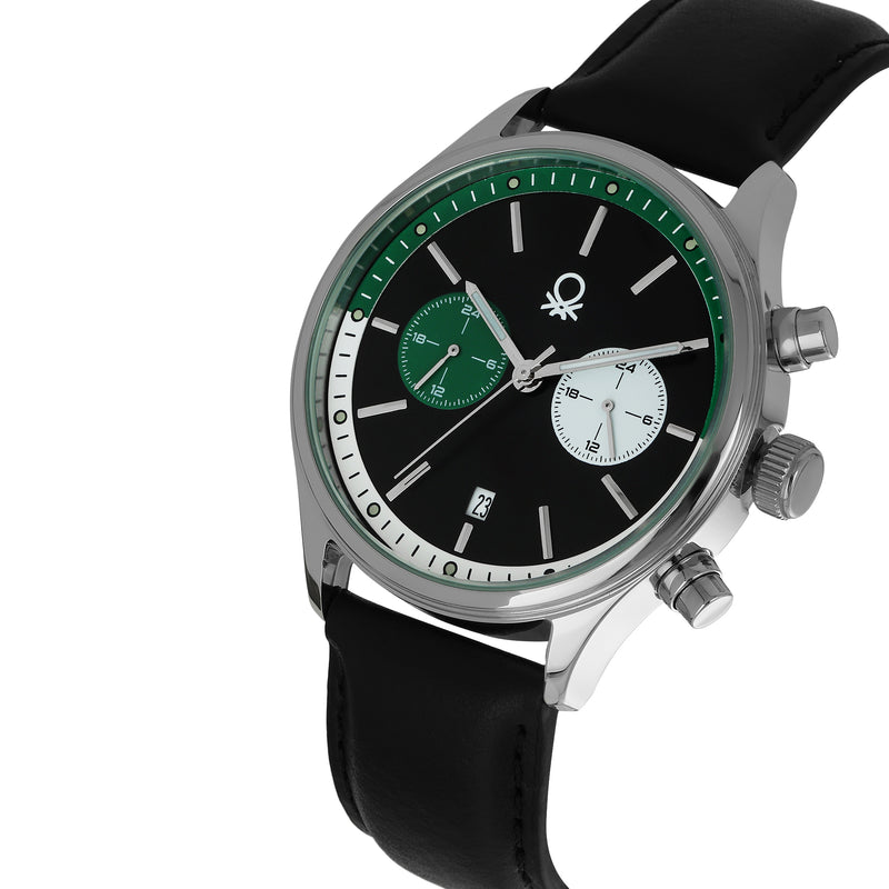 United Colors Of Benetton Leather Black Round Dial Quartz Analog Men Watch Watch United Colors Of Benetton