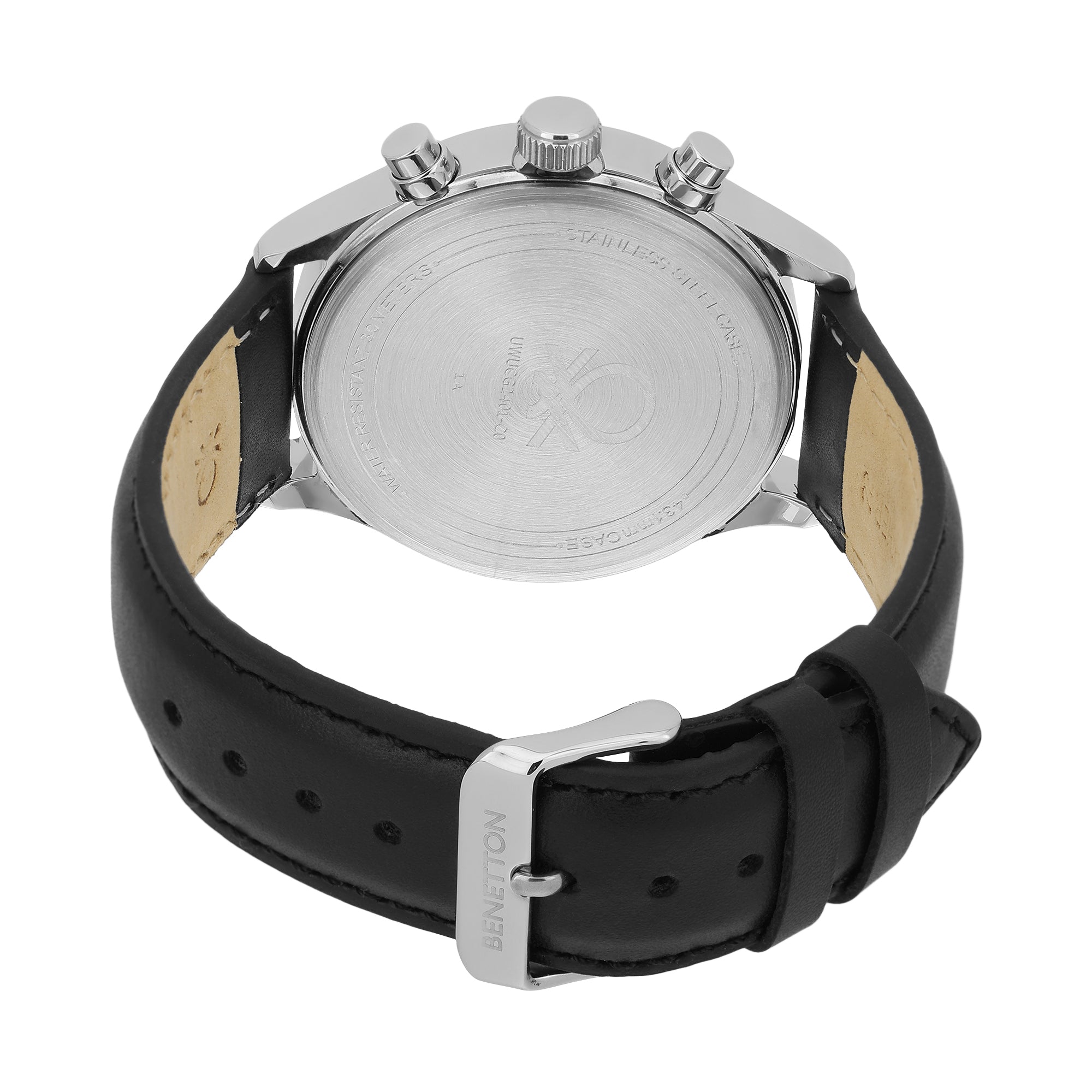 United Colors Of Benetton Leather Black Round Dial Quartz Analog Men Watch