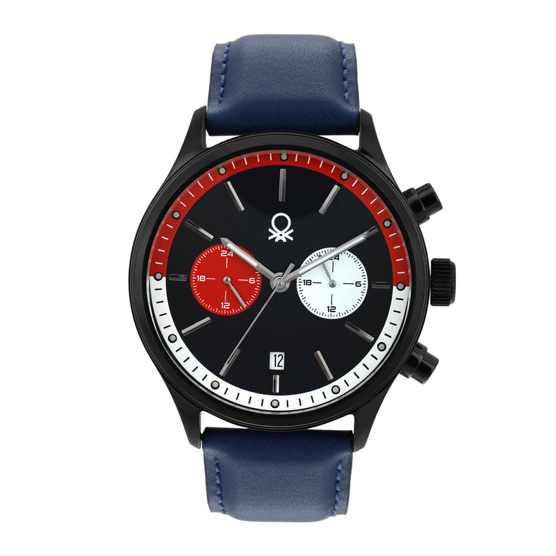 United Colors Of Benetton Leather Blue Round Dial Quartz Analog Men Watch Watch United Colors Of Benetton