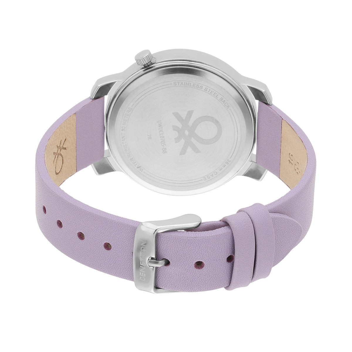 United Colors of Benetton Iconic Lavender Dial Round Case Quartz