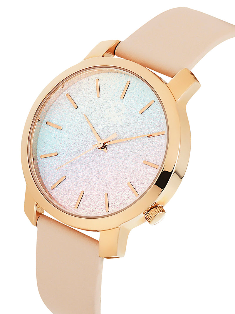 United Colors Of Benetton Leather Pink Round Dial Quartz Analog Women Watch Watch United Colors Of Benetton