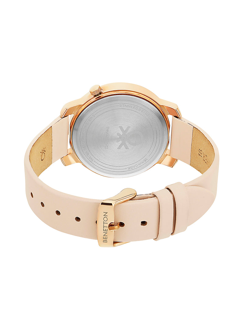 United Colors Of Benetton Leather Pink Round Dial Quartz Analog Women Watch Watch United Colors Of Benetton