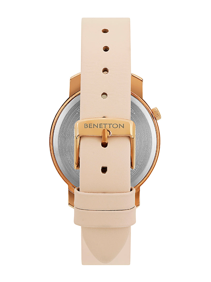 United Colors Of Benetton Leather Pink Round Dial Quartz Analog Women Watch Watch United Colors Of Benetton