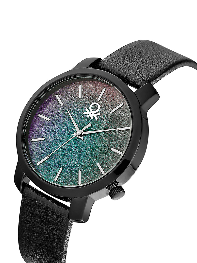 United Colors Of Benetton Leather Black & Leather Green Round Dial Quartz Analog Women Watch Watch United Colors Of Benetton