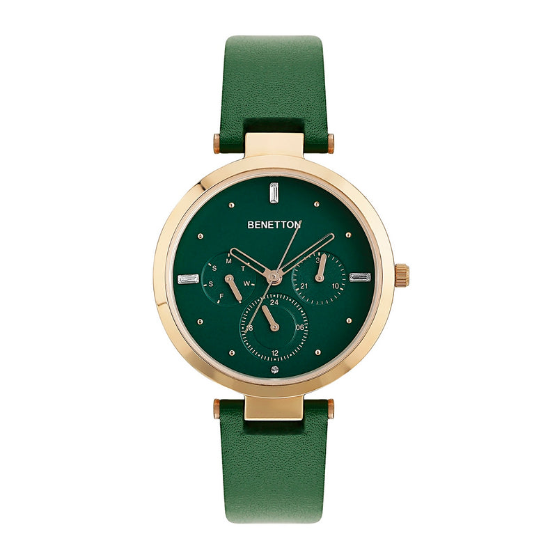 United Colors Of Benetton Leather Green Round Dial Quartz Analog Women Watch Watch United Colors Of Benetton