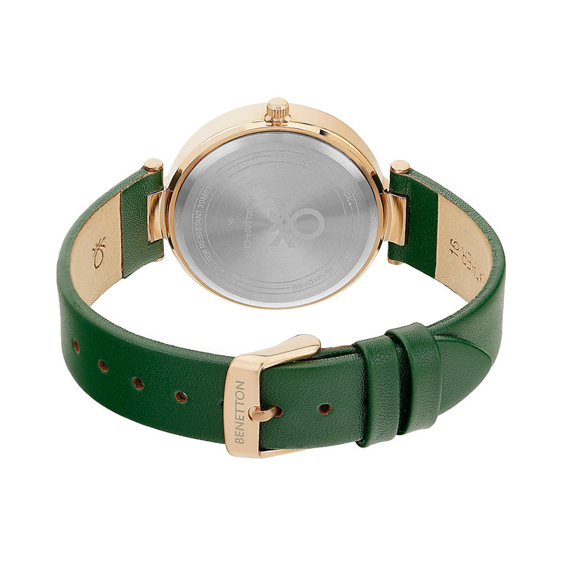 United Colors Of Benetton Leather Green Round Dial Quartz Analog Women Watch Watch United Colors Of Benetton