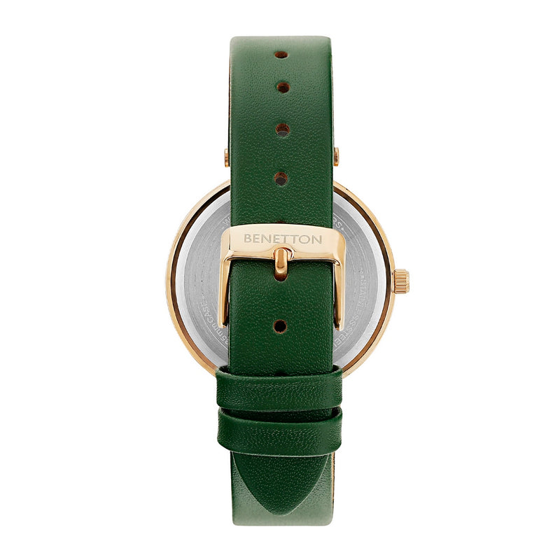 United Colors Of Benetton Leather Green Round Dial Quartz Analog Women Watch Watch United Colors Of Benetton