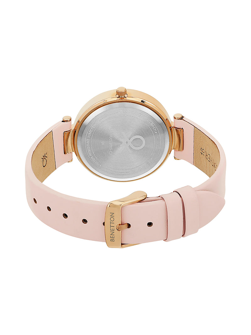 United Colors Of Benetton Leather Pink Round Dial Quartz Analog Women Watch Watch United Colors Of Benetton