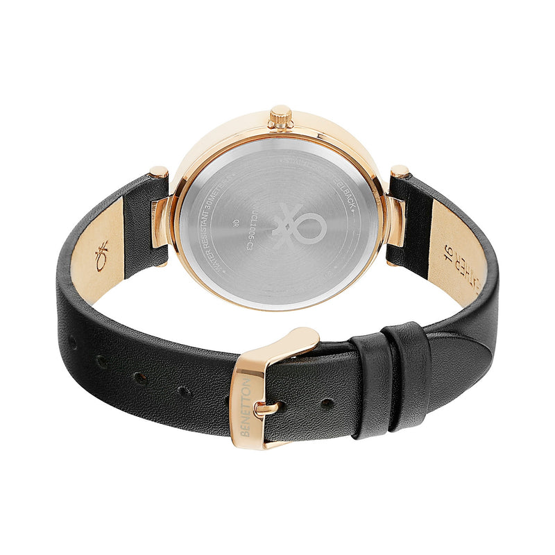 United Colors Of Benetton Leather Black Round Dial Quartz Analog Women Watch Watch United Colors Of Benetton