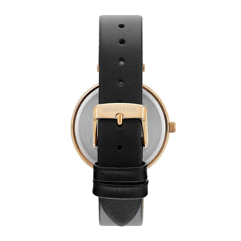 United Colors Of Benetton Leather Black Round Dial Quartz Analog Women Watch Watch United Colors Of Benetton