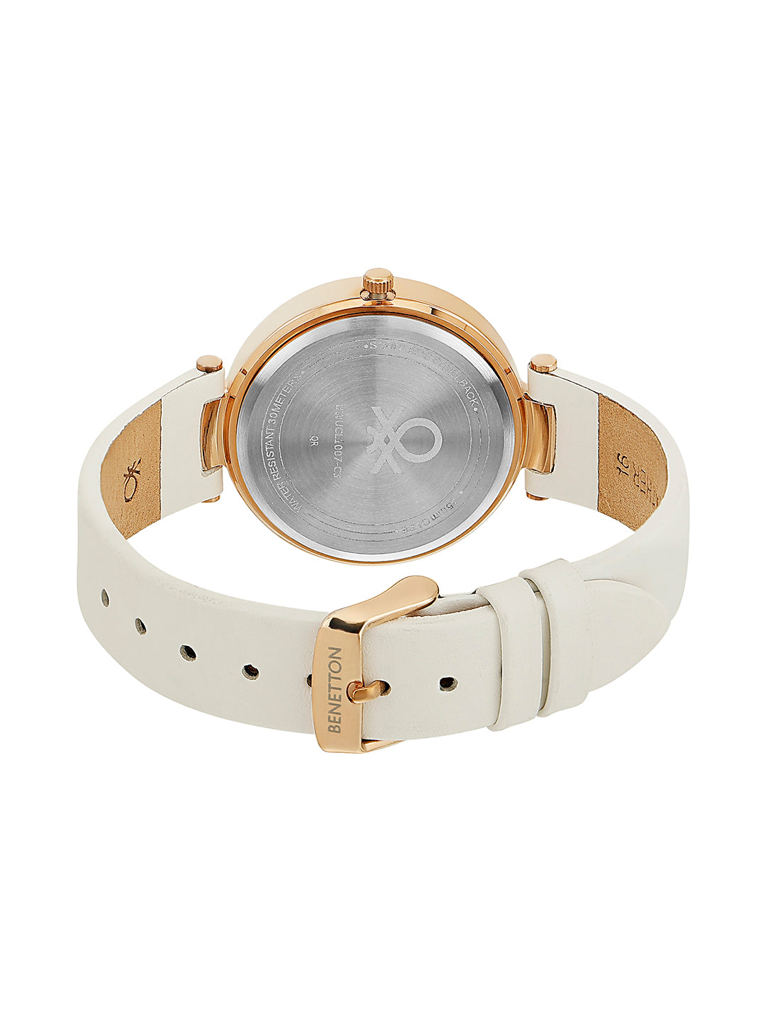 United Colors Of Benetton Leather Pink Round Dial Quartz Analog Women Watch