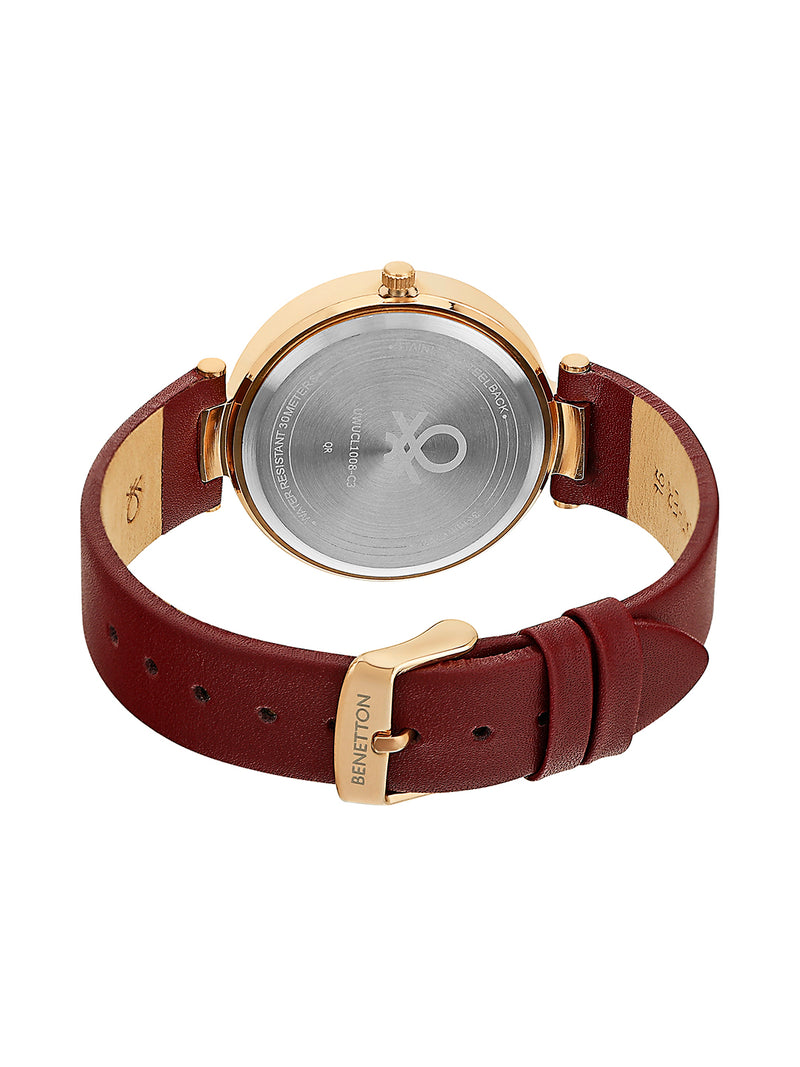 United Colors Of Benetton Rose Leather Gold Round Dial Quartz Analog Men Watch Watch United Colors Of Benetton