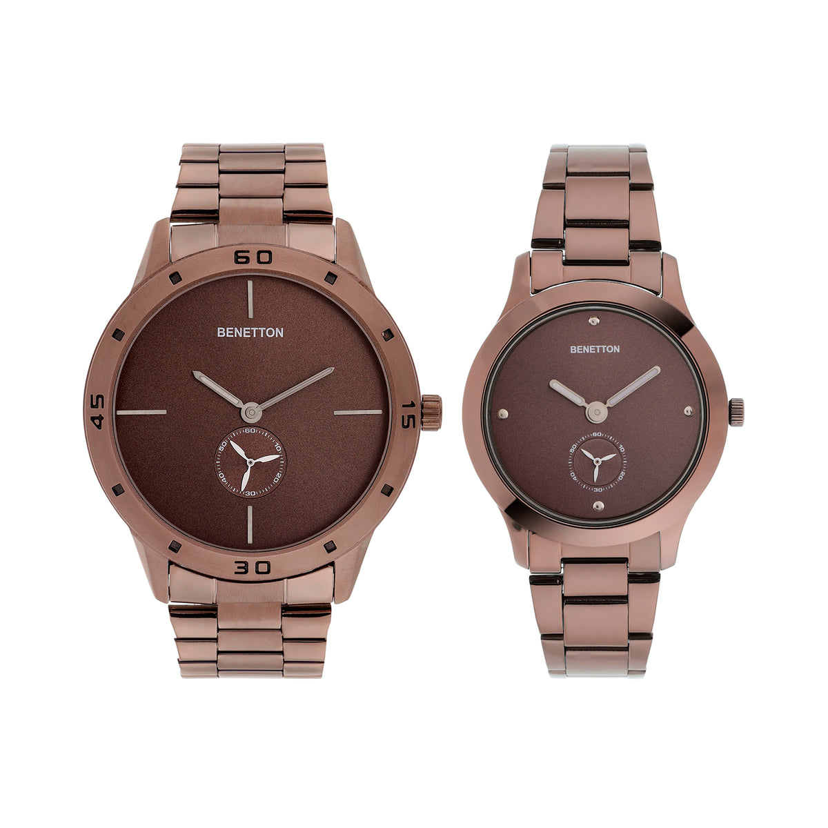 United Colors Of Benetton Brown Round Dial Quartz Analog Pair Watch Watch United Colors Of Benetton
