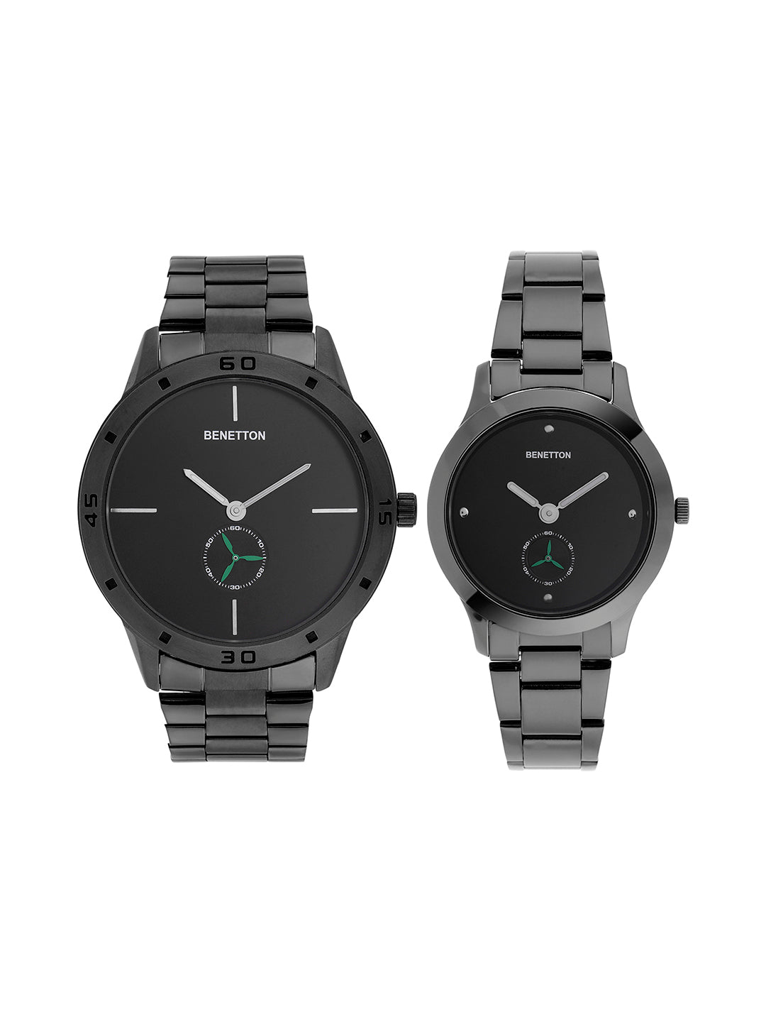 United Colors Of Benetton Iconic Black Round Dial Analog Pair Watch