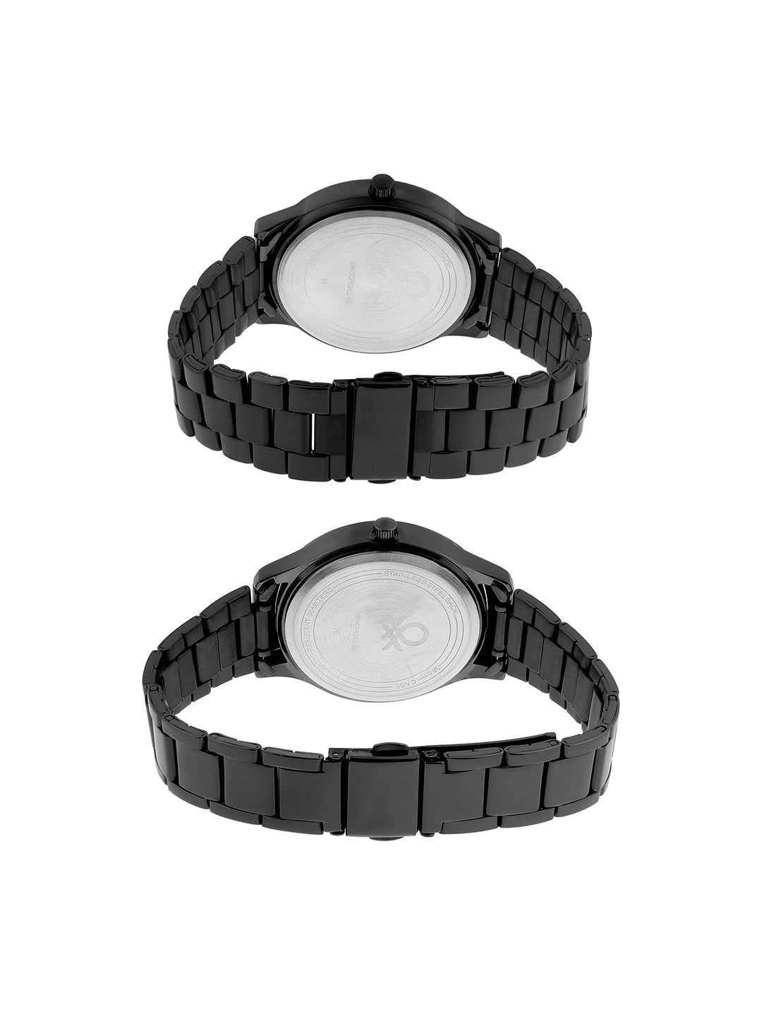 United Colors Of Benetton Iconic Black Round Dial Analog Pair Watch