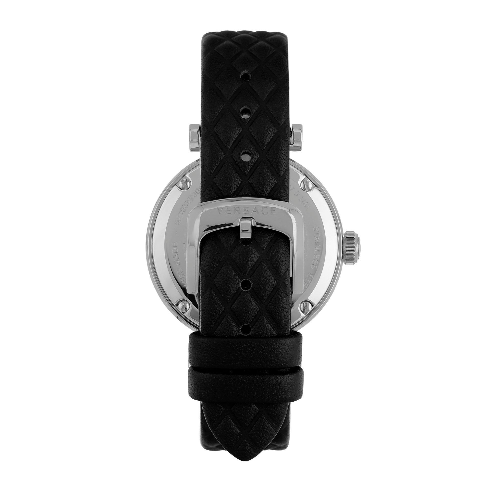 Versace Leather Black Round Dial Quartz Analog Women Watch