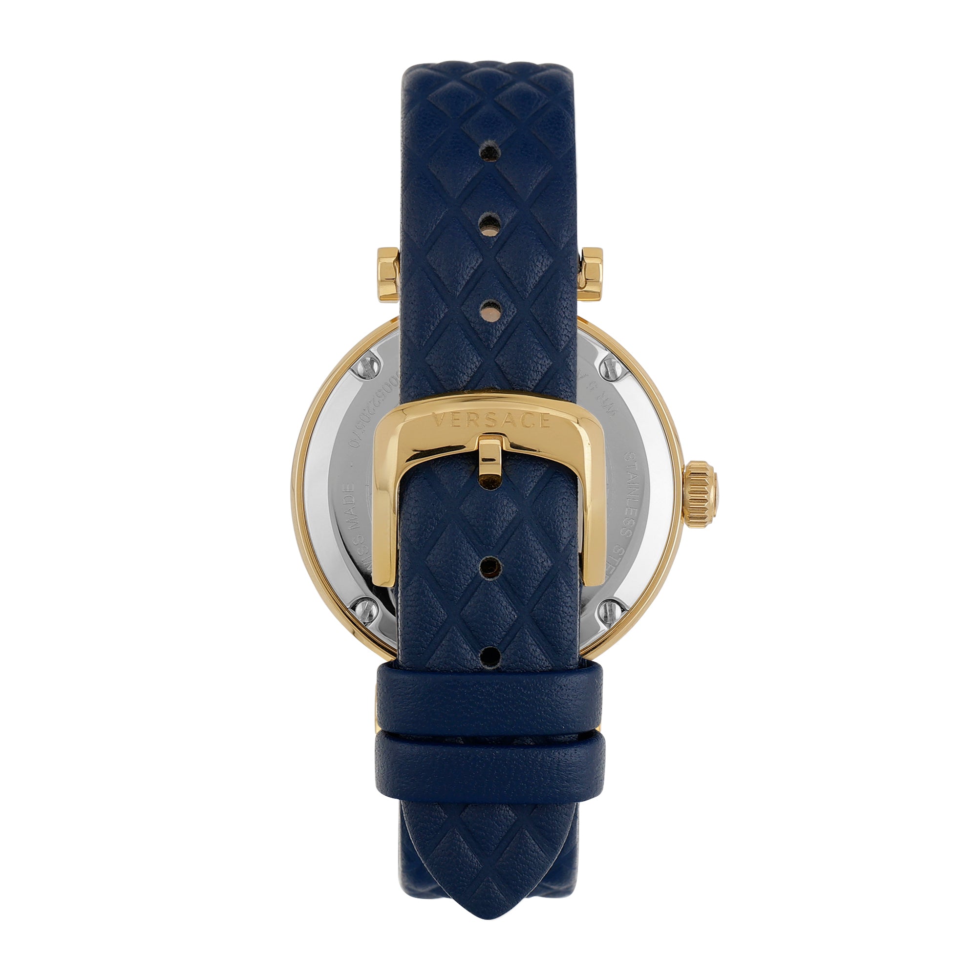 Versace Leather Blue Round Dial Quartz Analog Women Watch