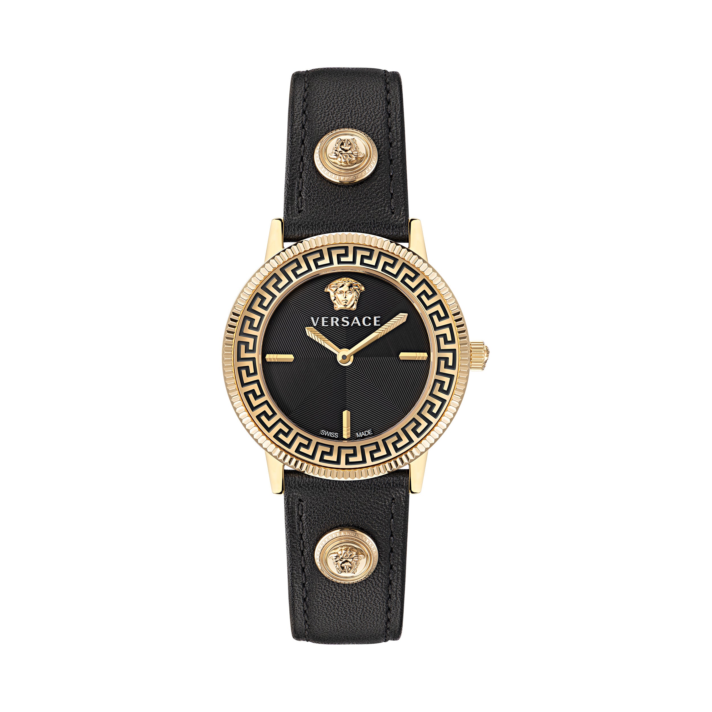 Versace watch, black leather, women Versace V-Circle Black Leather Strap Quartz Women main image 4