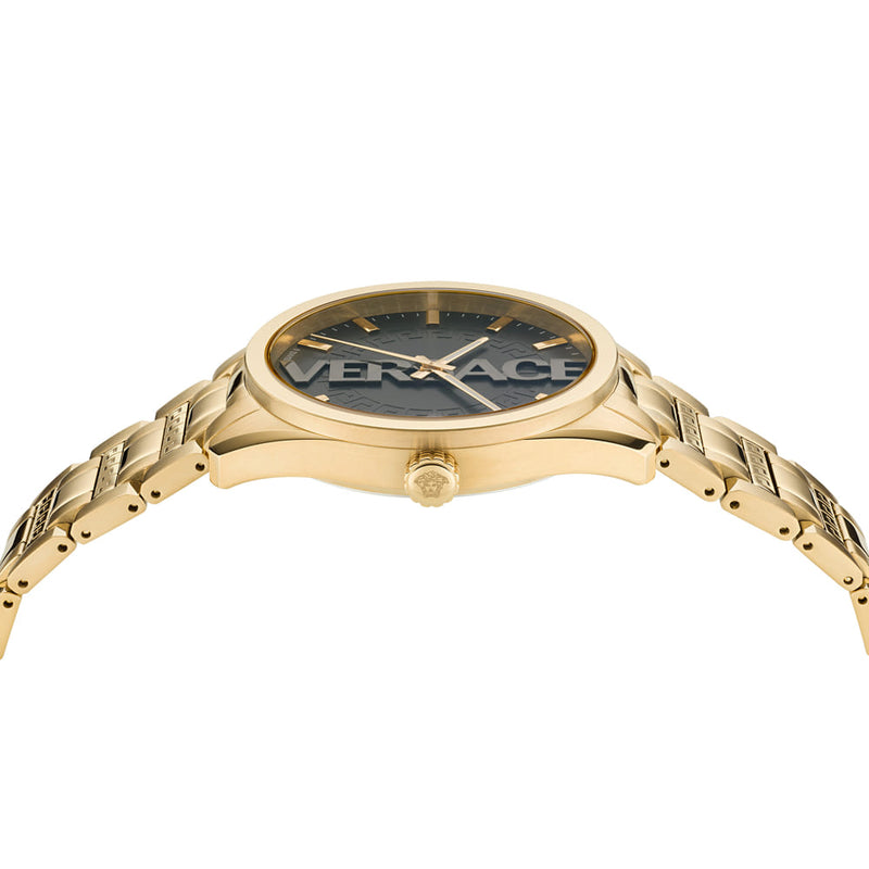Versace Vertical Gold Round Dial Quartz Men Watch Watch Versace