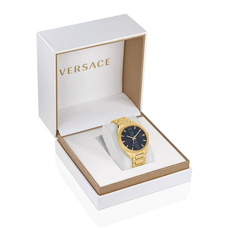 Versace Vertical Gold Round Dial Quartz Men Watch Watch Versace