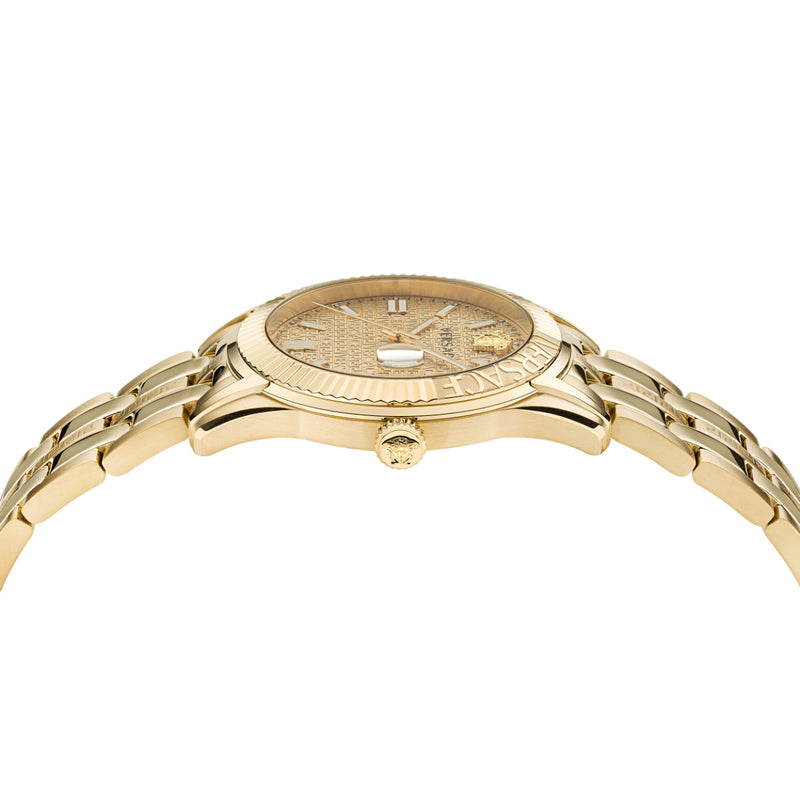 Versace Greca Time Champagne Round Dial Quartz Analog Men Watch Watch Versace