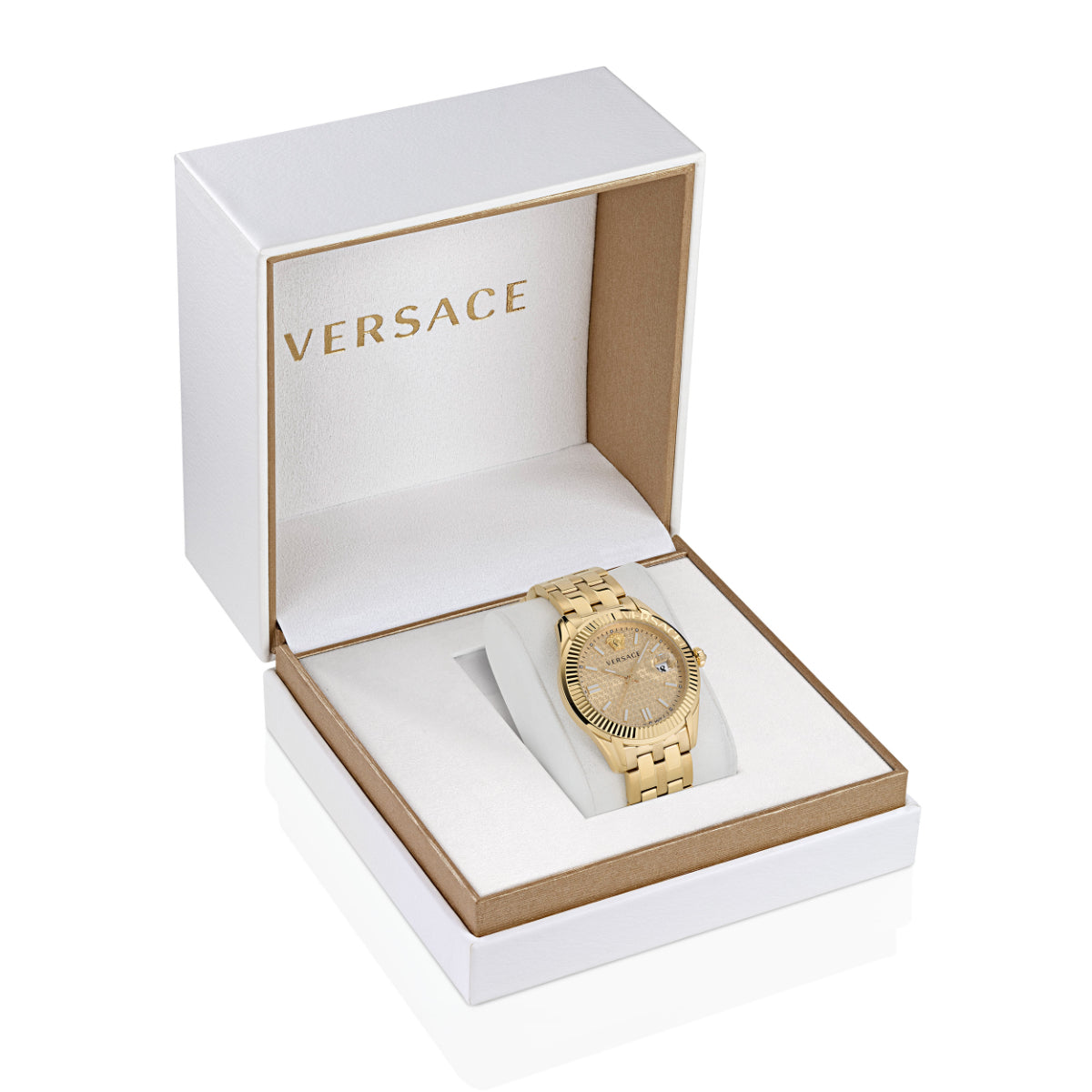 Versace Greca Time Champagne Round Dial Quartz Analog Men Watch Watch Versace