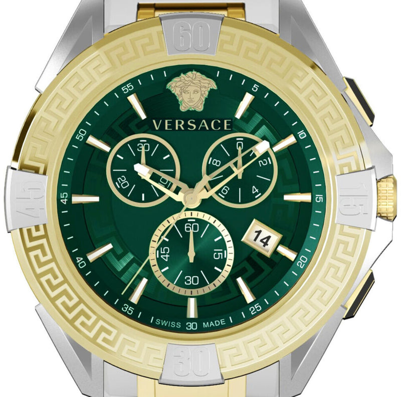 Versace New Chronograph Green Round Dial Quartz Analog Men Watch Watch Versace