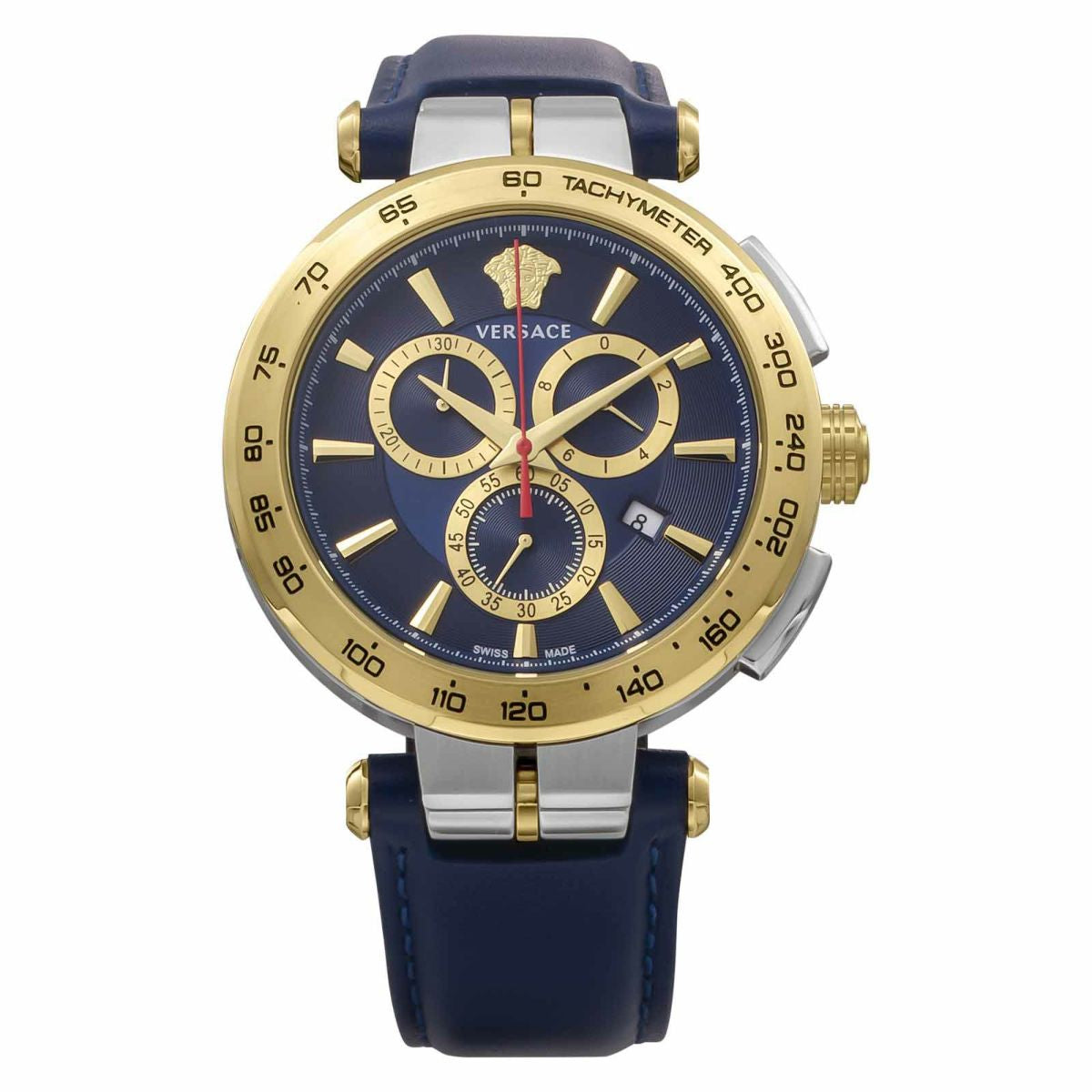 Versace Aion Leather Blue Round Dial Quartz Analog Men Watch