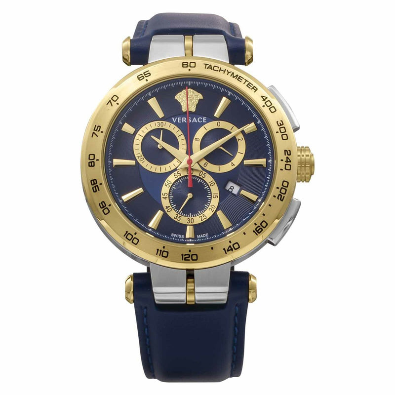 Versace Aion Leather Blue Round Dial Quartz Analog Men Watch Watch Versace