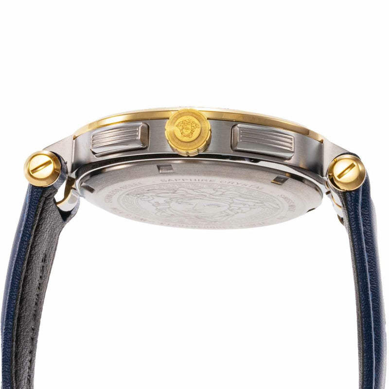 Versace Aion Leather Blue Round Dial Quartz Analog Men Watch Watch Versace