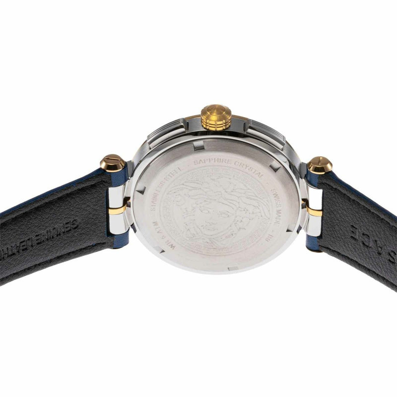 Versace Aion Leather Blue Round Dial Quartz Analog Men Watch Watch Versace