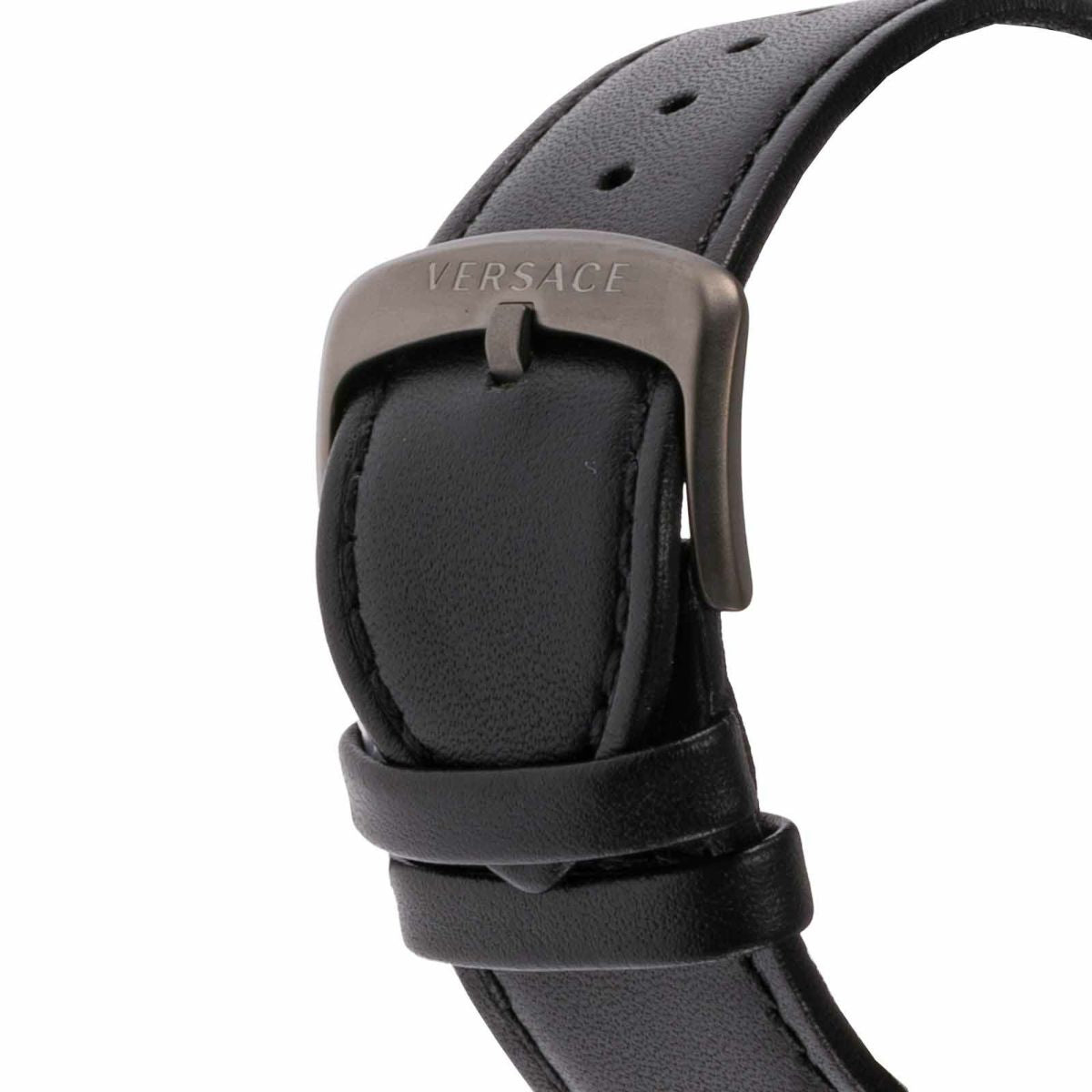 Versace Aion Leather Black Round Dial Quartz Analog Men Watch