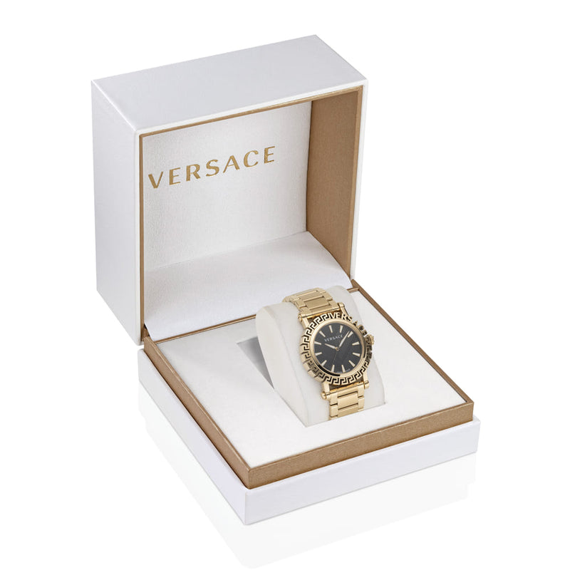 Versace Greca Glam Gold Round Dial Quartz Men Watch Watch Versace