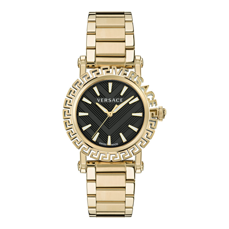 Versace Greca Glam Gold Round Dial Quartz Men Watch Watch Versace