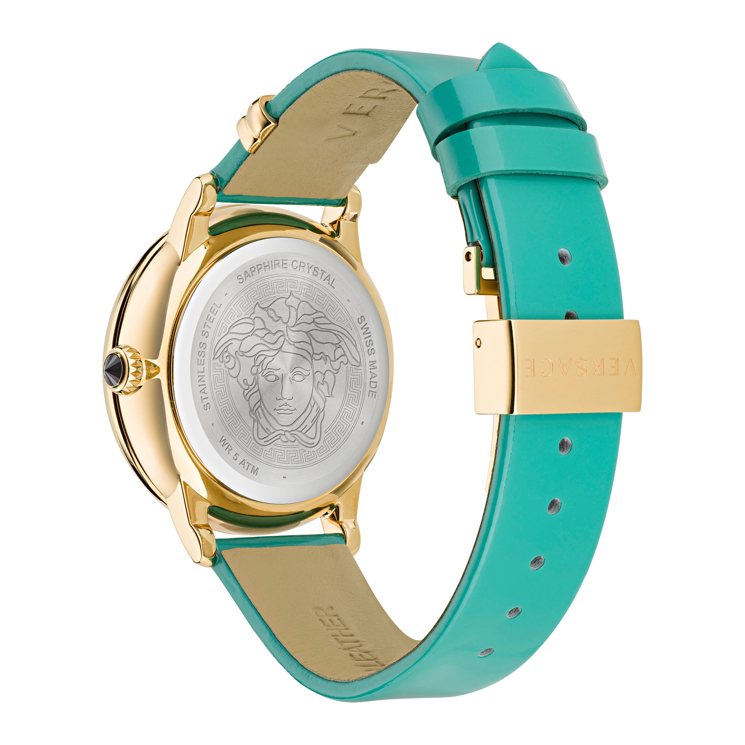 Versace Alchemy Medusa Leather Gold Round Dial Quartz Women Watch