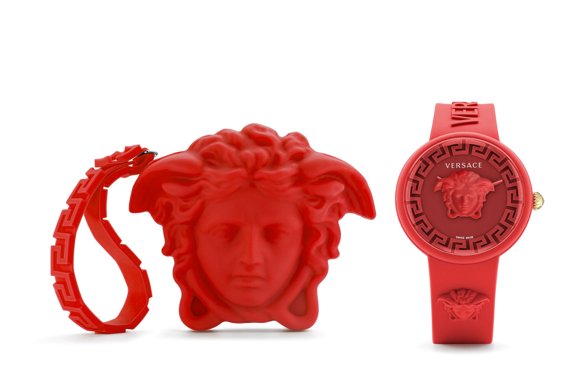 Versace Medusa Red Round Dial Quartz Analog Unisex Watch Watch Versace